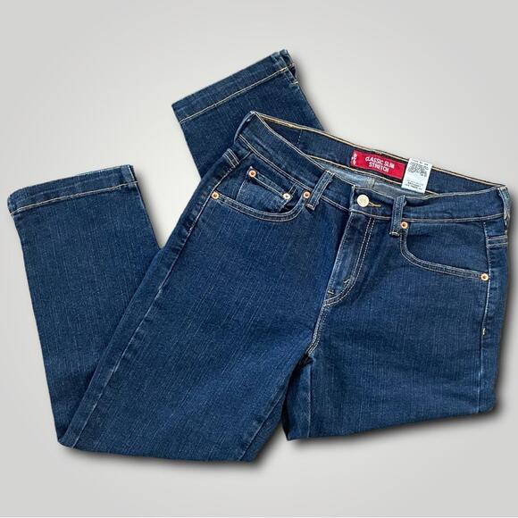 LEVI'S WOMEN'S JEANS CLASSIC SLIM STRETCH CROPPED ANKLE SLIT BLUE - 6 MIS - Picture 1 of 9